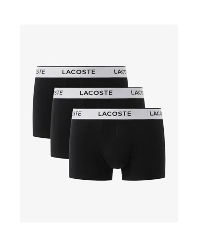 Lacoste Mens 3-pack Contrast Waistband Trunks In Black