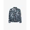 Lacoste Mens Abstract-print Brand-patch Shell Jacket Black In Black