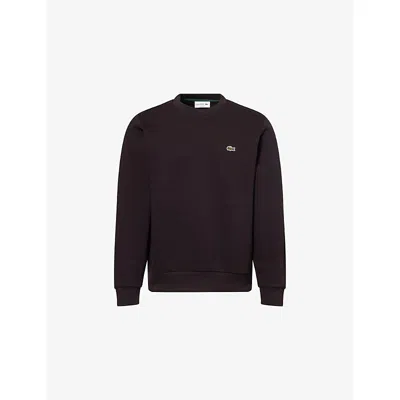 Lacoste Mens Brown Logo-embroidered Cotton-blend Sweatshirt In Black