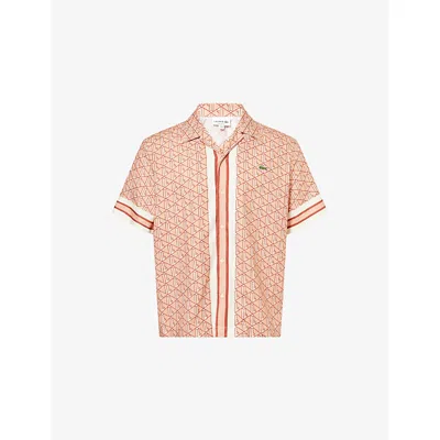 Lacoste Orange Monogram Shirt In Neutral