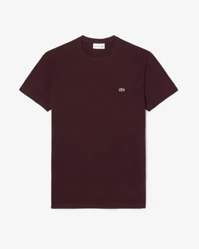 Lacoste Mens Crew Neck Pima Cotton Jersey T-shirt In Burgundy
