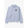 LACOSTE MENS FRENCH HERITAGE SNAP BUTTON PIQUE SWEATSHIRT IN LIGHT BLUE