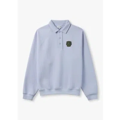 Lacoste Mens French Heritage Snap Button Pique Sweatshirt In Light Blue