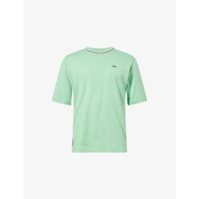 Lacoste Mens Green  X Roland-garros Graphic-print Crewneck Cotton-jersey T-shirt