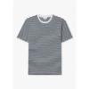 LACOSTE MENS HEAVY COTTON STRIPED T-SHIRT IN WHITE/NAVY