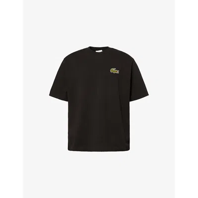 Lacoste Mens Black Logo-patch Relaxed-fit Cotton T-shirt