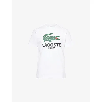 Lacoste Mens Logo-print Crewneck Cotton T-shirt White Xxl