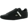 Lacoste Mens Leather Low Top Casual Shoes In Black