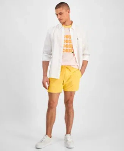 Lacoste Mens Linen Shirt Logo T Shirt Quick Dry Swim Trunks In Yellow