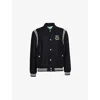 Lacoste Mens Logo-patch Regular-fit Wool-blend Varsity Jacket Black In Black