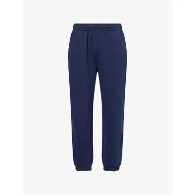 Lacoste Mens Navy Logo-patch Relaxed-fit Cotton-jersey Joggers Xxl In Blue