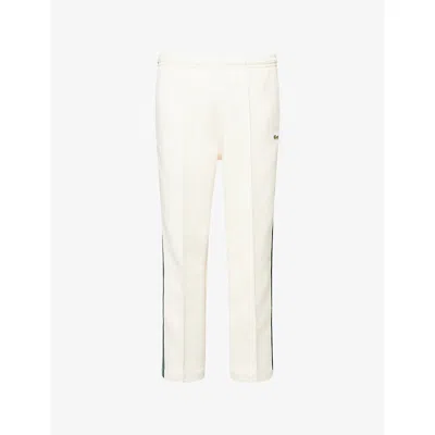 Lacoste Mens White Logo-patch Side-stripe Cotton-blend Track Jogging Bottoms Xl