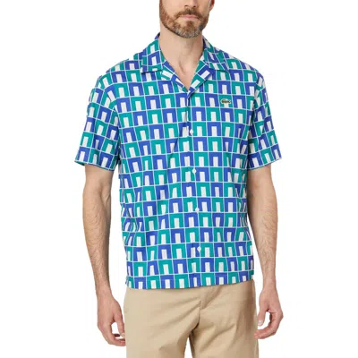 LACOSTE MENS PRINTED COTTON BUTTON-DOWN SHIRT