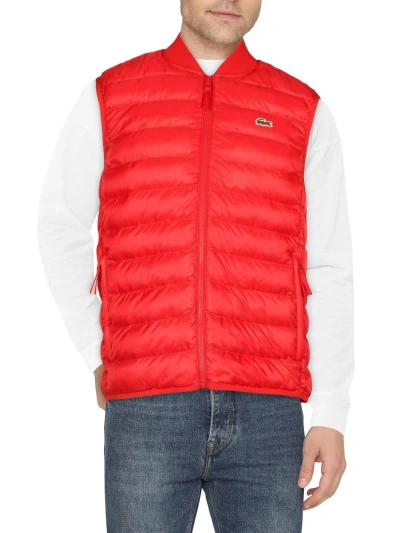 Lacoste Mens Quilted Layering Vest In Red