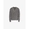 Lacoste Mens Silver Metallic  V-neck Textured Knitted Cardigan In Green
