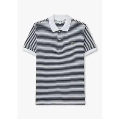 LACOSTE MENS STRIPED COTTON POLO SHIRT IN BLUE/WHITE