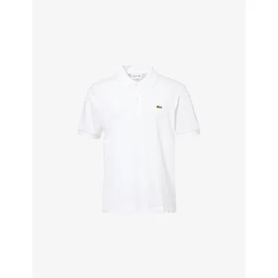 Lacoste Mens White Classic-fit Logo-embroidered Cotton Polo Shirt In Multi