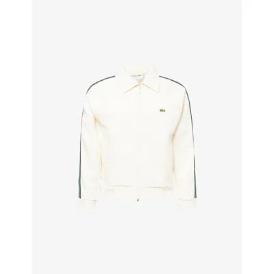 Lacoste Mens White Logo-patch Side-stripe Cotton-blend Track Jacket Xl