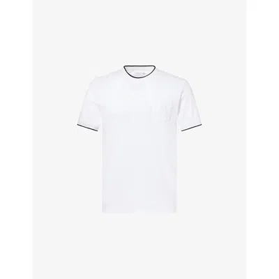 Lacoste Mens White Tennis Heritage Patch-pocket Cotton-blend T-shirt In Multi
