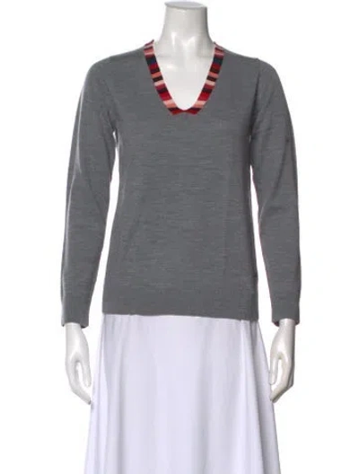 Pre-owned Lacoste Merino Wool Colorblock Pattern Sweater In Gray