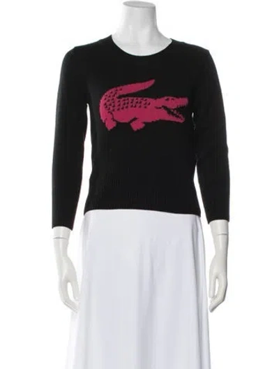 Pre-owned Lacoste Merino Wool Graphic Print Sweater In Black