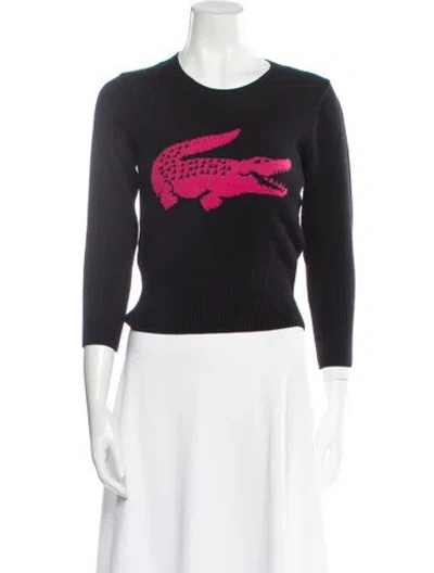 Pre-owned Lacoste Merino Wool Graphic Print Sweater In Blue