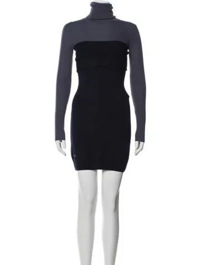 Pre-owned Lacoste Merino Wool Mini Dress In Blue