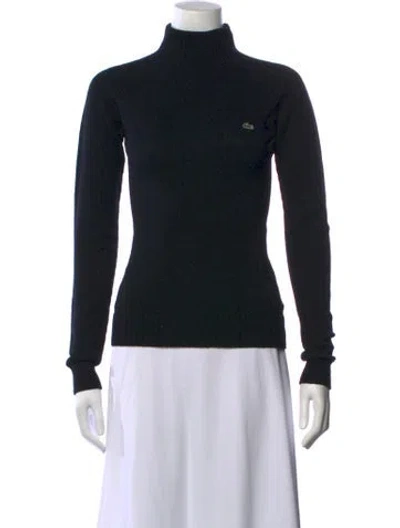 Pre-owned Lacoste Merino Wool Turtleneck Sweater In Black