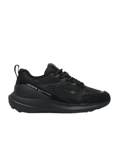 Lacoste Meshandleather Paneled Sneakers In Black