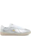Lacoste Metallic Leather Sneakers In Gray