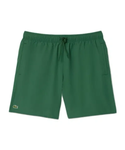 Lacoste Mid Length Monochrome Swim Trunks In Green