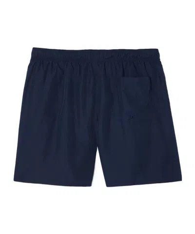 Lacoste Mid Length Monochrome Swim Trunks In Navy Blue/green