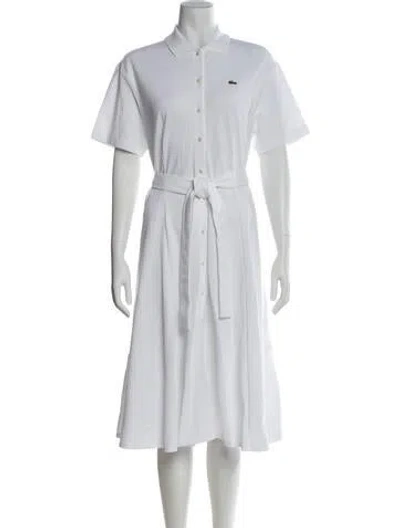 Pre-owned Lacoste Midi Length Dress In White