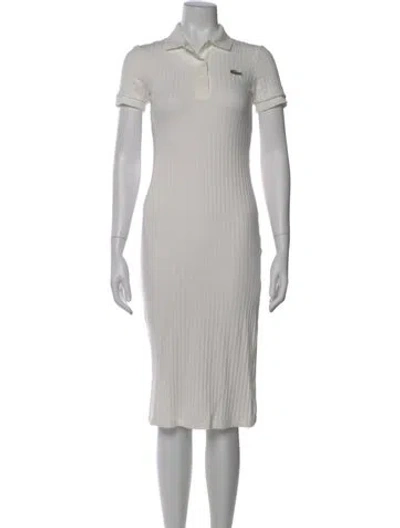 Pre-owned Lacoste Midi Length Dress In White