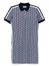 Lacoste Monogram Jacquard Polo Dress In Blue