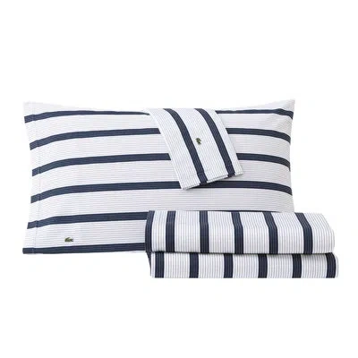 Lacoste Mini Geo 100% Cotton Percale Sheet Set In Navy