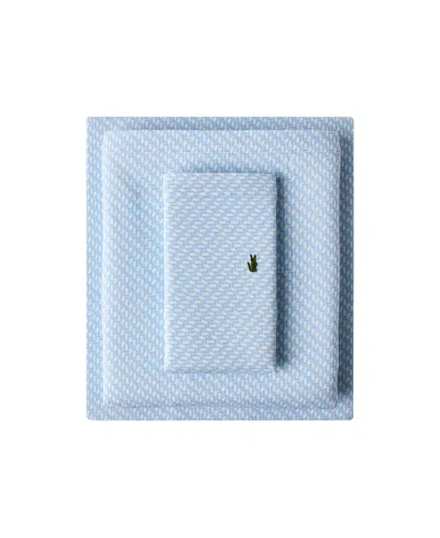Lacoste Mini Geo Logo 200-thread Count Cotton 3-pc. Sheet Set, Twin In Blue