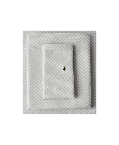 Lacoste Mini Geo Logo 200-thread Count Cotton 3-pc. Sheet Set, Twin In Gray