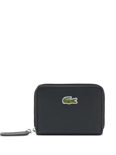 Lacoste Mini Logo-patch Zip-around Wallet In Black