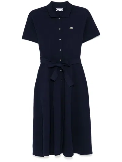 Lacoste Women's Flared Mini-piqué Polo Dress - 38 In Blue