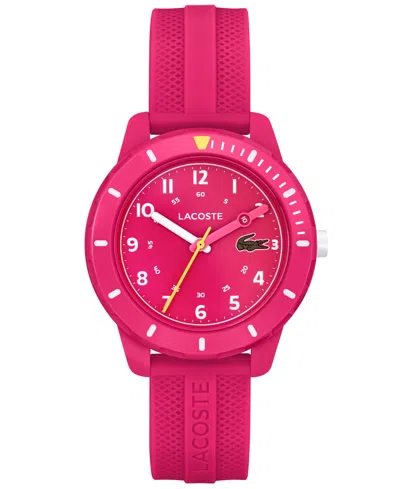 Lacoste Kids' Mini Tennis Raspberry Silicone Strap Watch 34mm In Pink