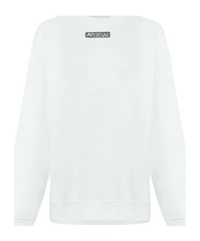 Lacoste Minimalist Crewneck Sweatshirt In White