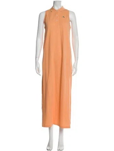 Pre-owned Lacoste Mock Neck Long Dress In Orange