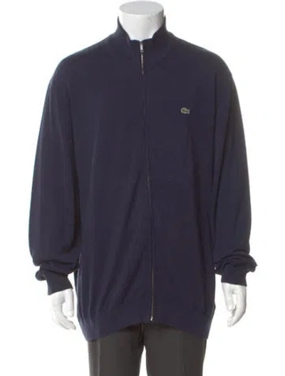 Pre-owned Lacoste Mock Neck Long Sleeve Cardigan In Blue