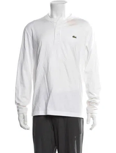 Pre-owned Lacoste Mock Neck Long Sleeve Henley In White