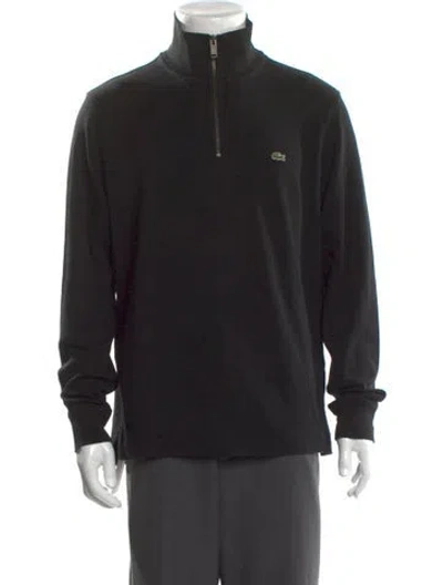 Pre-owned Lacoste Mock Neck Long Sleeve Polo Sweater In Black