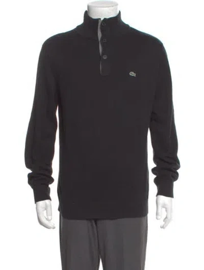 Pre-owned Lacoste Mock Neck Long Sleeve Polo Sweater In Gray