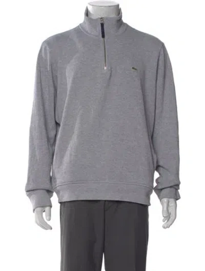 Pre-owned Lacoste Mock Neck Long Sleeve Polo Sweater In Gray