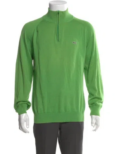 Pre-owned Lacoste Mock Neck Long Sleeve Polo Sweater In Green