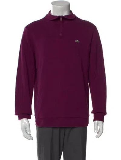 Pre-owned Lacoste Mock Neck Long Sleeve Polo Sweater In Purple